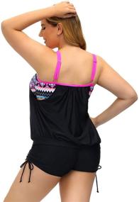 img 1 attached to Womens Stripes Double Tankini Swimwear