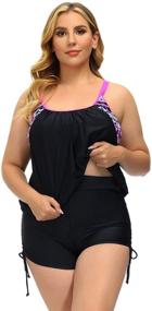 img 3 attached to Womens Stripes Double Tankini Swimwear