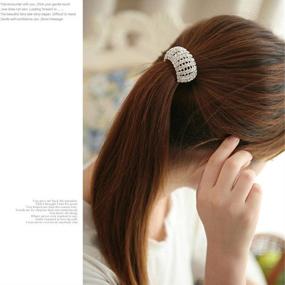 img 3 attached to 💎 Xiwstar 5pcs Women's Hair Bands - Fashion Crystal Rhinestone Hair Ties, Scrunchies, and Accessories for Ponytail Holders