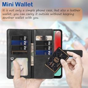 img 2 attached to 📱 FANUBA Galaxy A32 5G Wallet Phone Case - Black: Magnetic Buttons, Wrist Strap, Card Holders, Shockproof Kickstand, Protective Flip Folio Cover