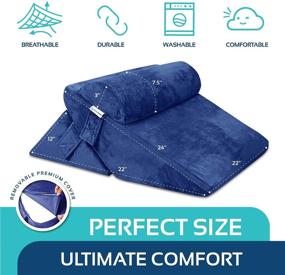 img 2 attached to 🛏️ Adjustable 3-Piece Bed Wedge Pillow Set with 9&amp;12 Inch Folding Memory Foam - Bolster Cushion System for Leg, Back, and Lumbar Support + Acid Reflux, Anti Snoring, Heartburn Relief - Machine Washable