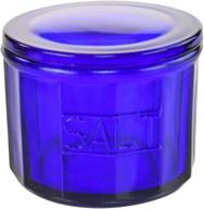 🏺 home-x vintage depression style blue glass salt cellar with lid - retro kitchen decor & wedding gift - 3 1/2 inches high x 4 inches diameter logo