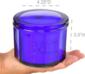 img 1 attached to 🏺 HOME-X Vintage Depression Style Blue Glass Salt Cellar with Lid - Retro Kitchen Decor & Wedding Gift - 3 1/2 inches High x 4 inches Diameter