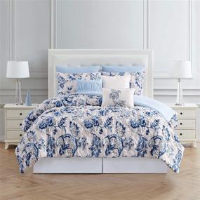 img 3 attached to 🛏️ Carla Comforter Set in White/Blue - Modern Threads 8 Piece Fashion Technique Print, Queen Size