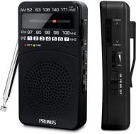 📻 prunus j-166 small am fm radio | portable transistor radio | battery operated pocket radio | noaa weather band | tuning light | back clip | enhanced reception for outdoor & indoor use and emergencies logo