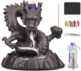 img 4 attached to 🐉 YAJODI Dragon Incense Burner Set with Backflow Waterfall Incense Holder Tower, Aromatherapy Ornament Gifts for Home Office - Includes 60 Backflow Incense Cones, 50 Incense Sticks, 1 Mat, and 1 Tweezers