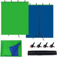 🔳 portable chromakey green screen kit for zoom meeting, 5 x 6.5ft blue green screen backdrop with stand kit for photography, video conferencing, streaming, gaming logo