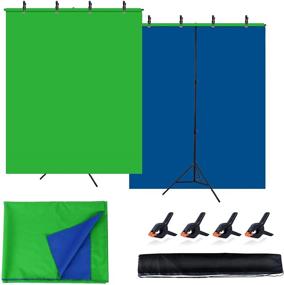 img 4 attached to 🔳 Portable Chromakey Green Screen Kit for Zoom Meeting, 5 X 6.5ft Blue Green Screen Backdrop with Stand Kit for Photography, Video Conferencing, Streaming, Gaming