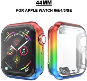 img 3 attached to 44 мм радужный чехол для Apple Watch Series 6 для мужчин - LGBTQ обложка лица с радужным экраном с защитным экраном, аксессуары для умных часов для Series 6/5/SE - круглый защитный край - идеальные подарки для выхода в свет".