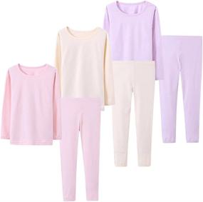 img 4 attached to 👕 ABALACOCO Big Girls Boys 3 Sets (6pcs): Cotton Long Sleeve Thermal Underwear Pants Suit 4-10T