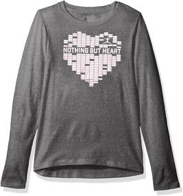 img 1 attached to 👚 Danskin Charcoal Heather Girls' Sleeve Graphic Clothing for Tops, Tees & Blouses