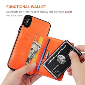 img 1 attached to 📱 KIHUWEY iPhone Xs Wallet Case - Premium Leather Credit Card Holder & Kickstand - Durable Shockproof Protective Cover for iPhone X/Xs 5.8 Inch (Orange)