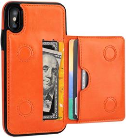 img 4 attached to 📱 KIHUWEY iPhone Xs Wallet Case - Premium Leather Credit Card Holder & Kickstand - Durable Shockproof Protective Cover for iPhone X/Xs 5.8 Inch (Orange)