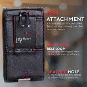 img 2 attached to 📱 Hengwin Genuine Leather Smartphone Holster for iPhone 12 Pro Max Belt Case with Belt Clip Loop, Vertical Cell Phone Holder Samsung Galaxy S21 Ultra S20 FE Belt Pouch (Compatible with Phone Cover On) (Black)