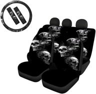 hugs idea cool skull pattern car seat covers for front rear seats with steering wheel cover &amp logo
