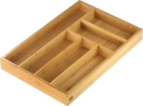 img 1 attached to Bamboo Cutlery Tray: Organize Silverware with 6 Compartments (341)