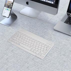 img 1 attached to 💻 Ultra-Slim Rechargeable Wireless Bluetooth Keyboard - iOS, Android, Windows, and Mac Compatible, for iPad, iPad Pro, iPhone, Samsung Galaxy Tablets - White