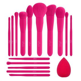 img 4 attached to 💄 SHE HAS Professional Makeup Brush Set: Foundation, Powder, Contour, Blush, Highlighter, Eye Shadow - 15-Piece Set in Hot Pink with Travel Leather Case