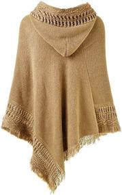 img 2 attached to Womens Hooded Sweater Poncho with Tassel Fringe - Fashionable Accessories for Women