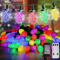 🎄 dreiwasser c9 christmas string lights - 65.6ft 100 led, 8 modes, waterproof outdoor/indoor lights for roofline, holiday, garden, patio (multi-colored) logo