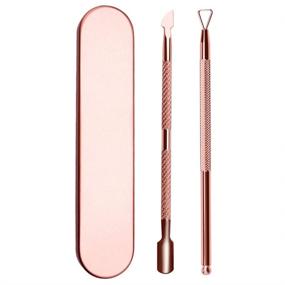 img 1 attached to Professional Gold Stainless Steel Cuticle Pusher Scraper Kit for Easy Acrylic Nail Gel Polish Removal - Manicure Pedicure Tool