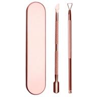 professional gold stainless steel cuticle pusher scraper kit for easy acrylic nail gel polish removal - manicure pedicure tool logo