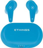 ethings heavy duty premium sound earbud headphones with wireless charging case (neon blue) logo