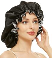 silk bonnet for women: extra large black oversized cap for curly natural long hair, ideal for a restful night's sleep (x-large) logo