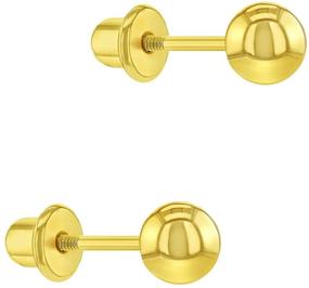 img 3 attached to 👶 Gold Plated Plain Ball Screw Back Safety Earrings for Babies - Delicate Stud Earrings for Newborns, Infants, and Toddlers - Lightweight Baby Jewelry