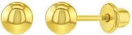 👶 gold plated plain ball screw back safety earrings for babies - delicate stud earrings for newborns, infants, and toddlers - lightweight baby jewelry logo
