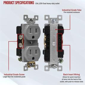 img 2 attached to 🔌 ENERLITES Tamper Resistant Receptacles Industrial 61570 TR GY 10PCS: Enhancing Electrical Safety with Reliable TR Outlets