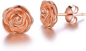 img 4 attached to 🌹 Esberry 925 Sterling Silver Rose Stud Earrings: Hypoallergenic Christmas Gifts for Women, Girls, Mom, Wife, Girlfriend