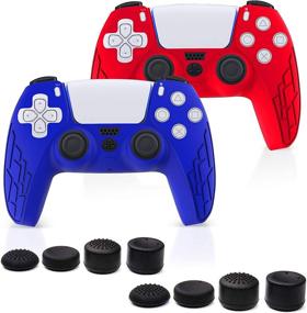 img 4 attached to 🎮 Premium Silicone Controller Skin for PS5 – Anti-Slip Grip Cover Protectors – Compatible with PS5 – Includes 2pcs with Different Textures + (RED/Blue)