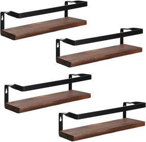 img 4 attached to 🌶️ Aozita Spice Rack Wall Mount, 4-Pack Hanging Spice Rack for Cabinet, Cupboard, Door - Space Saving Rustic Wood Floating Shelf, Farmhouse Wall Shelves for Bedroom, Living Room, Bathroom, Kitchen, Office