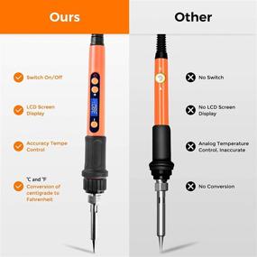 img 1 attached to 🔥 High-Performance 90W LCD Digital Soldering Iron Kit: Adjustable Temperature, Fast Heating Ceramic Design - On/Off Switch, 9pcs Soldering Kit Included