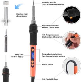 img 2 attached to 🔥 High-Performance 90W LCD Digital Soldering Iron Kit: Adjustable Temperature, Fast Heating Ceramic Design - On/Off Switch, 9pcs Soldering Kit Included