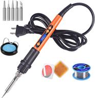 🔥 high-performance 90w lcd digital soldering iron kit: adjustable temperature, fast heating ceramic design - on/off switch, 9pcs soldering kit included logo