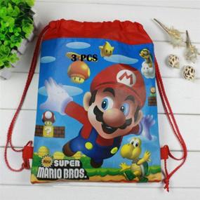 img 1 attached to 🎉 Super Mario Themed Goodie Bags: 12 PCS Non-Woven Drawstring Party Supplies for Favors, Decorations, Birthdays, and School