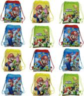 🎉 super mario themed goodie bags: 12 pcs non-woven drawstring party supplies for favors, decorations, birthdays, and school логотип