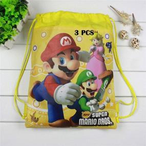 img 3 attached to 🎉 Super Mario Themed Goodie Bags: 12 PCS Non-Woven Drawstring Party Supplies for Favors, Decorations, Birthdays, and School