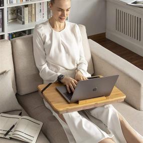 img 3 attached to 🎋 Переносной бамбуковый лаптоп-столик для домашнего офиса - Увеличенный лаптоп-столик для ноутбуков до 17.3 дюймов