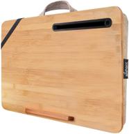 🎋 portable bamboo lap desk tray for home office - oversized lap desk for up to 17.3” laptops logo