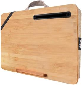 img 4 attached to 🎋 Переносной бамбуковый лаптоп-столик для домашнего офиса - Увеличенный лаптоп-столик для ноутбуков до 17.3 дюймов