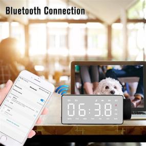 img 1 attached to 🔔 Черные часы с проекцией Htterino с беспроводной зарядкой, Bluetooth-динамиком, настройкой собственного рингтона, однократным пробуждением одним кликом, звонком через Bluetooth, радио AUX, входом для карты TF