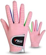 🧒 pgm kids youth junior toddler boys girls golf gloves - comfortable microfiber synthetic gloves for left/right hand golfers (white/pink, age 2-10) - extra value 1 pair! logo