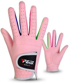 img 4 attached to 🧒 PGM Kids Youth Junior Toddler Boys Girls Golf Gloves - Comfortable Microfiber Synthetic Gloves for Left/Right Hand Golfers (White/Pink, Age 2-10) - Extra Value 1 Pair!