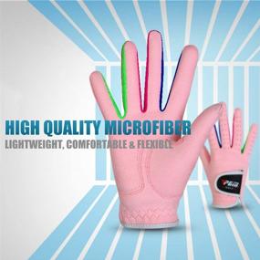 img 3 attached to 🧒 PGM Kids Youth Junior Toddler Boys Girls Golf Gloves - Comfortable Microfiber Synthetic Gloves for Left/Right Hand Golfers (White/Pink, Age 2-10) - Extra Value 1 Pair!