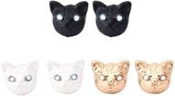 🐱 women's cat stud earrings with cubic zirconia - enhanced seo logo