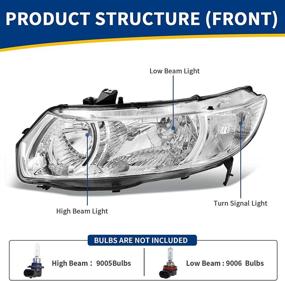 img 3 attached to AUTOSAVER88 Headlight Assembly Compatible With 2006-2011 Civic Coupe OE Style Replacement Headlamps Clear Park Lens