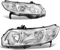 autosaver88 headlight assembly compatible with 2006-2011 civic coupe oe style replacement headlamps clear park lens logo